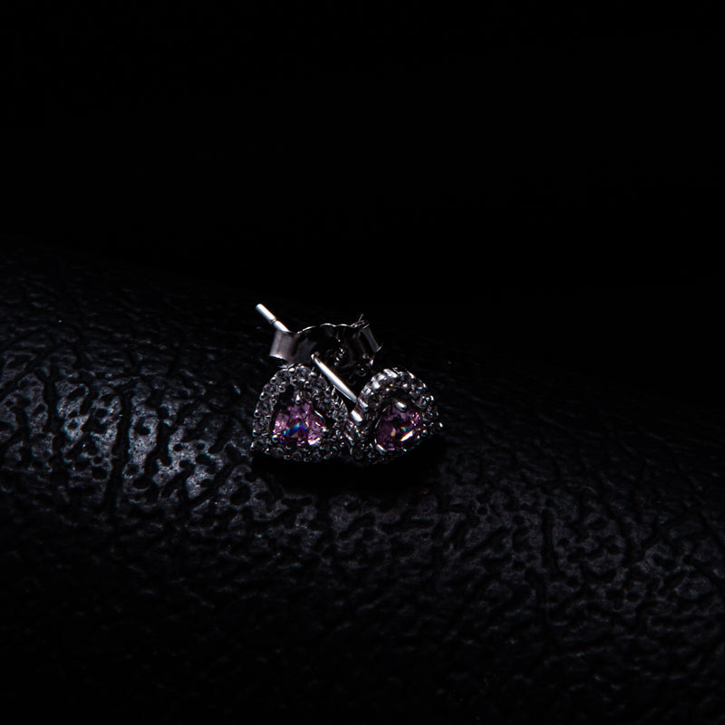 Aretes Heart Rosado 6 mm