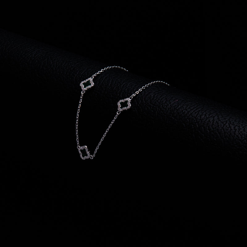 Pulsera Clover Malaquita 0,7 mm