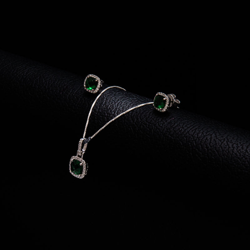 Conjunto Pave Circon Verde