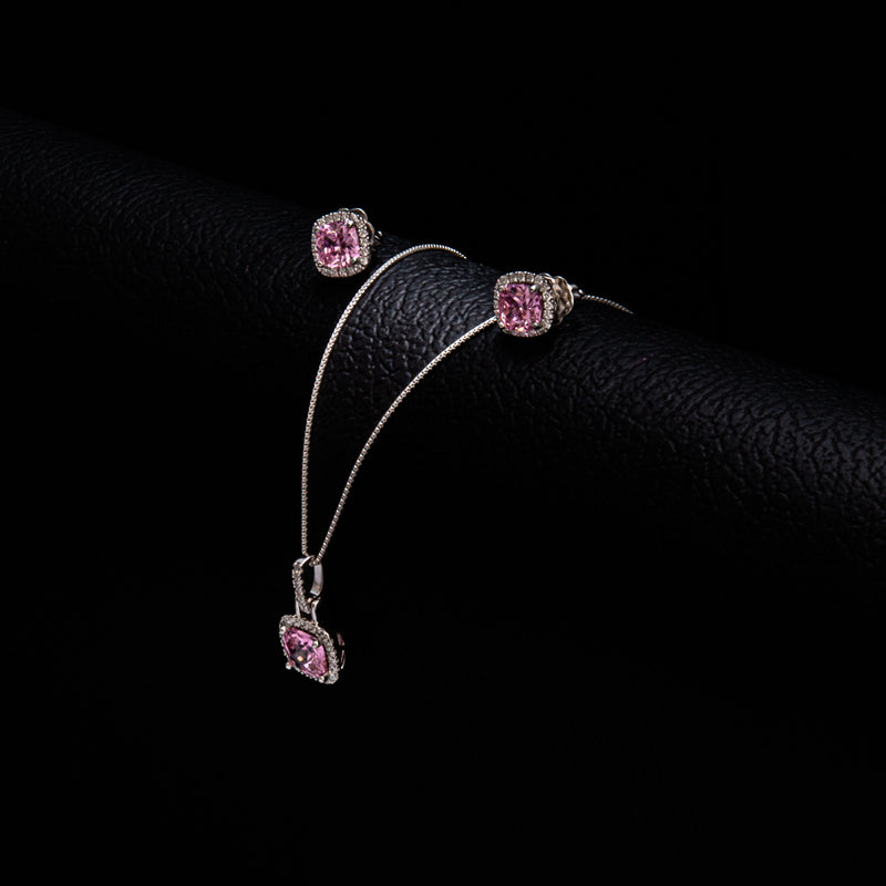 Conjunto Pave Circon Rosado